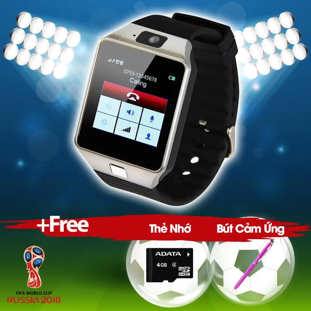 Đồng Hồ Thông Minh Smartwatch DZ09 Dùng Sim Tặng thẻ nhớ bút cảm ứng