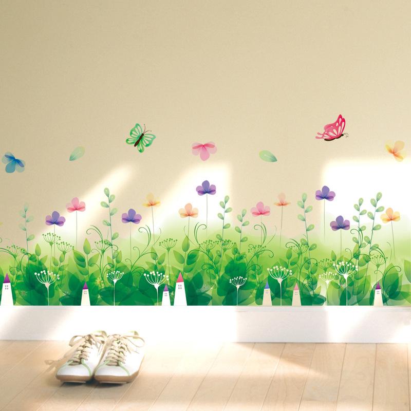 Beautiful colorful floral butterfly wall stickers decoration for babies xl7183-decalchantuong PVC is durable waterproof.