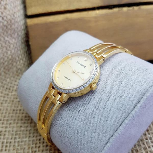 Đồng hồ nữ lắc tay đính đá cao cấp Sunrise SL728SXA Fullbox kính Sapphire chống xước (Dây Vàng)