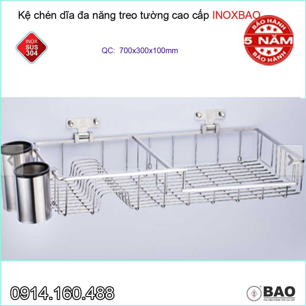 Kệ úp chén dĩa đa năng có ống đũa Inox Bảo KAG-VTL370