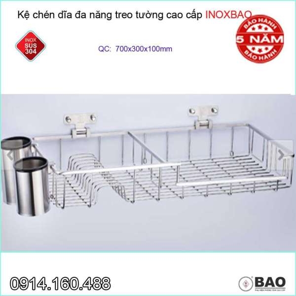 Kệ úp chén dĩa đa năng có ống đũa Inox Bảo KAG-VTL370