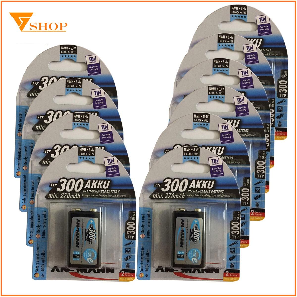 1 vỉ pin sạc 9V Ansmann 270mAh (1 vỉ 1 viên)