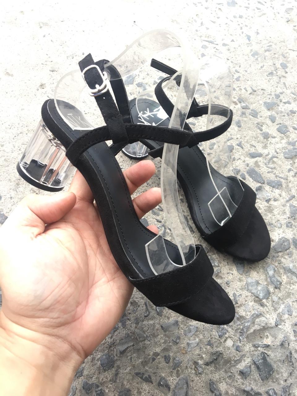 Sandal gót trụ trong 5 phân (Đen)