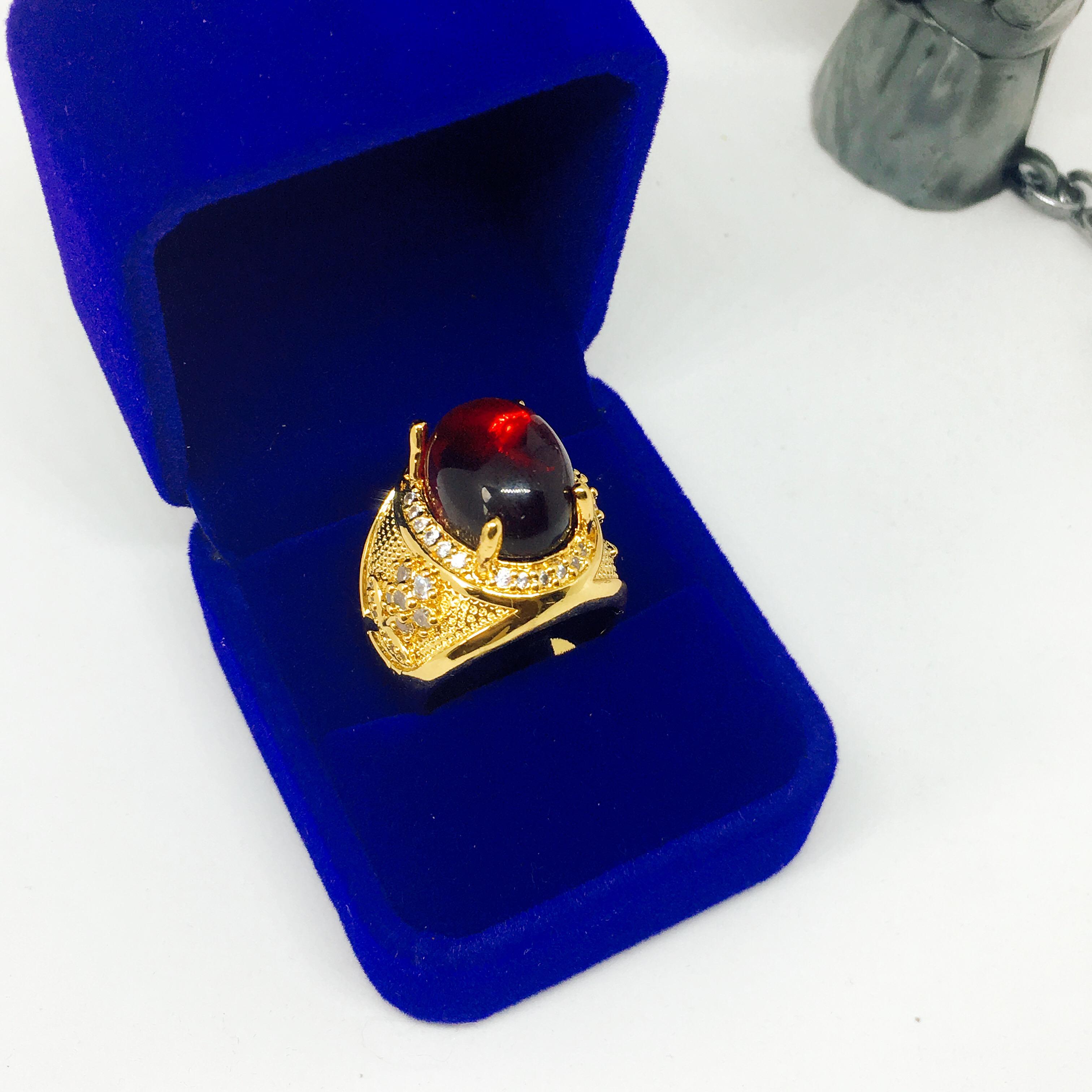 Phụ kiện giá rẻ Nhẫn mặt đá mã não mạ vàng cao cấp MS02 ( màu đỏ)