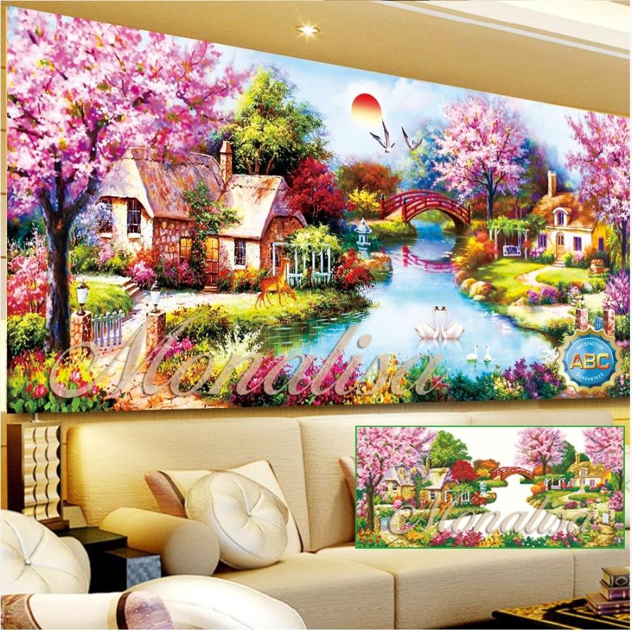 [HCM]Tranh Đính Đá Phong Cảnh Y8007 120x65cm