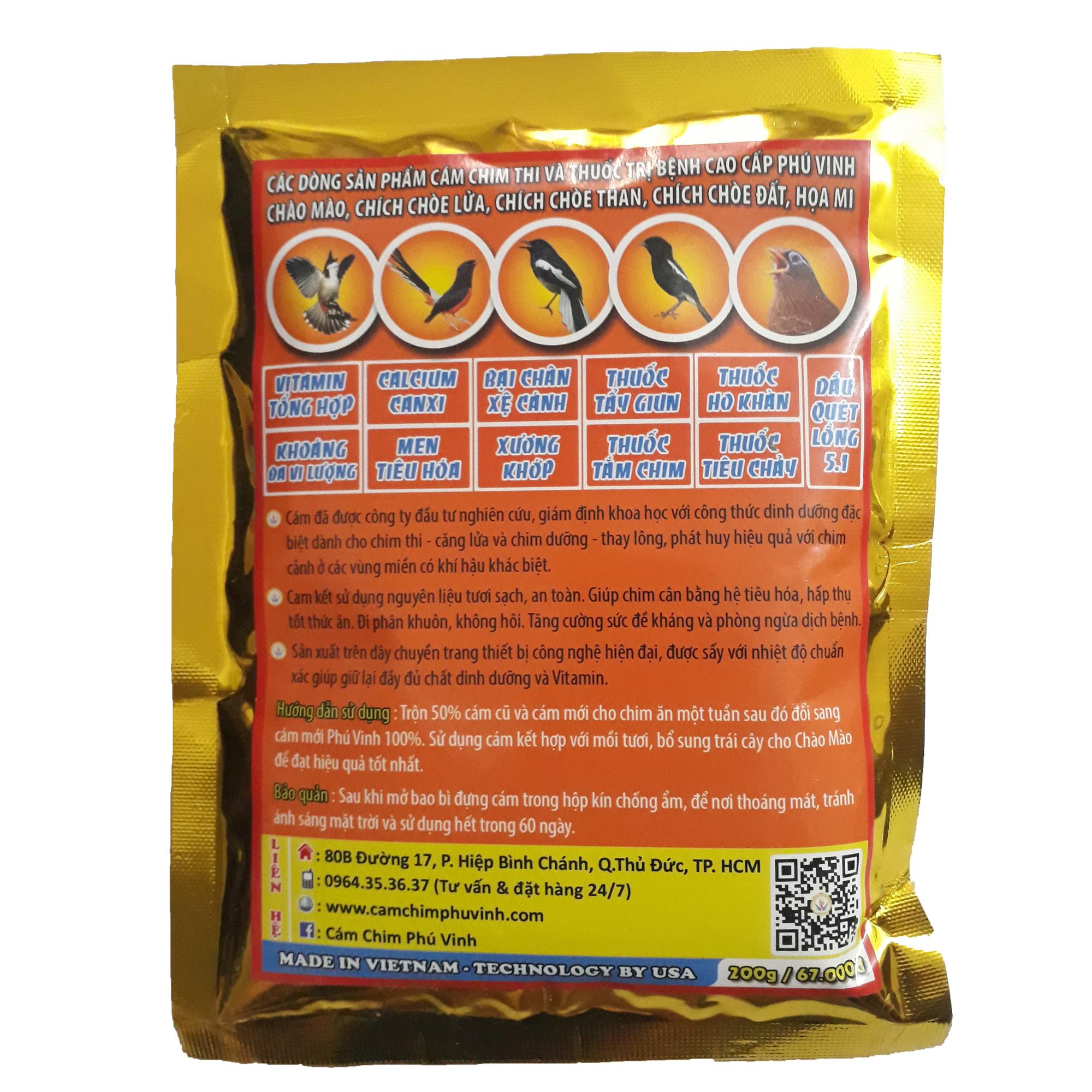 Cám Phú Vinh Họa Mi Căng Lửa 200g - Thức Ăn Chim Cao Cấp