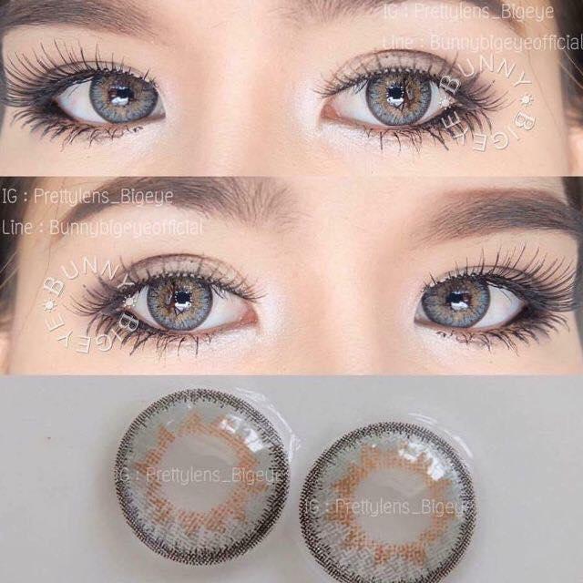 Contact Lens Gray Color Eye Accessory Yearly 0 Degree Korea 1 Gift Lenses Container Case (79)