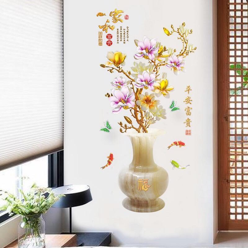 DECAL DÁN TƯỜNG TẾT BÌNH HOA MAI