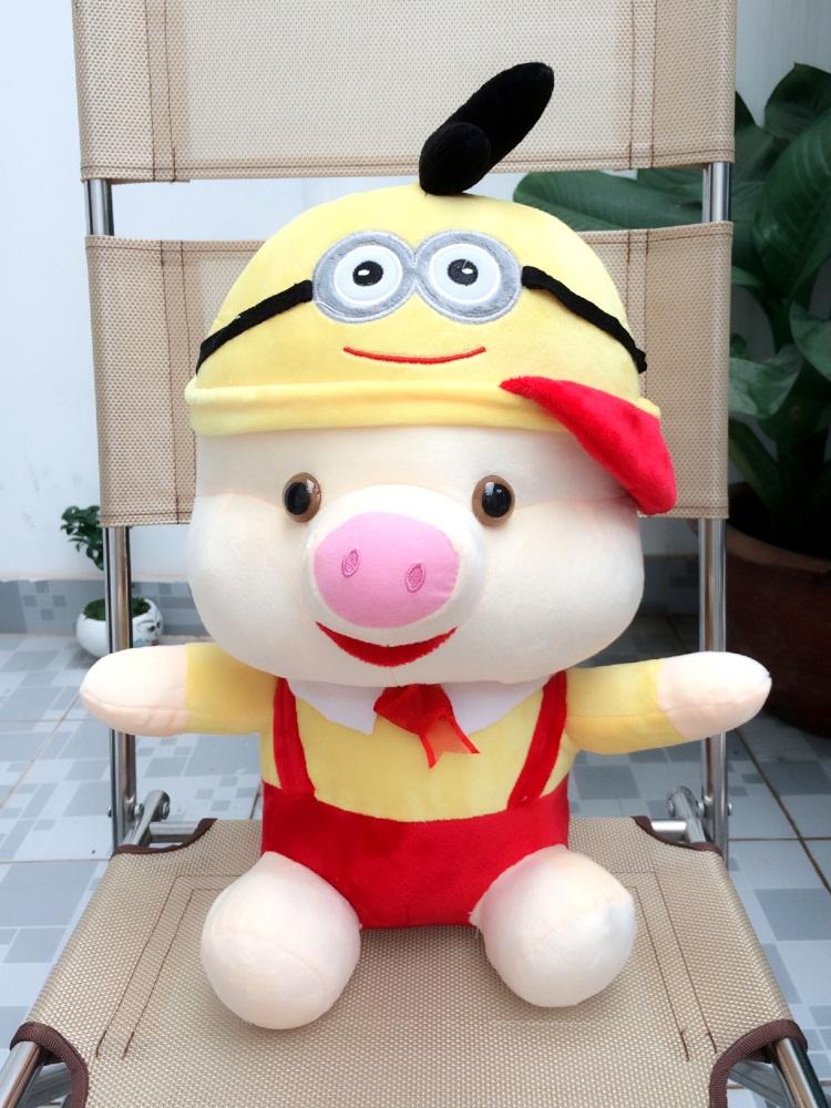 GẤU BÔNG LỢN NÓN MINION CAO 40CM ĐỎ