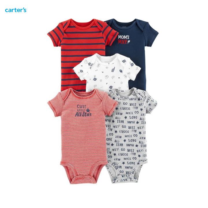 Set 5 bodysuit cho bé trai Carters Nhập Mỹ CA126H572 (Nhiều màu) 