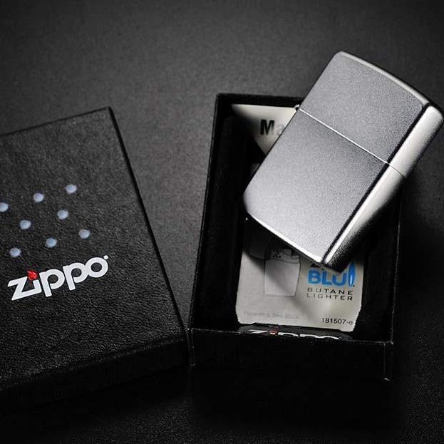 Zippo Satin Chrome Xước Bụi Bạc Kiểu Satin 205