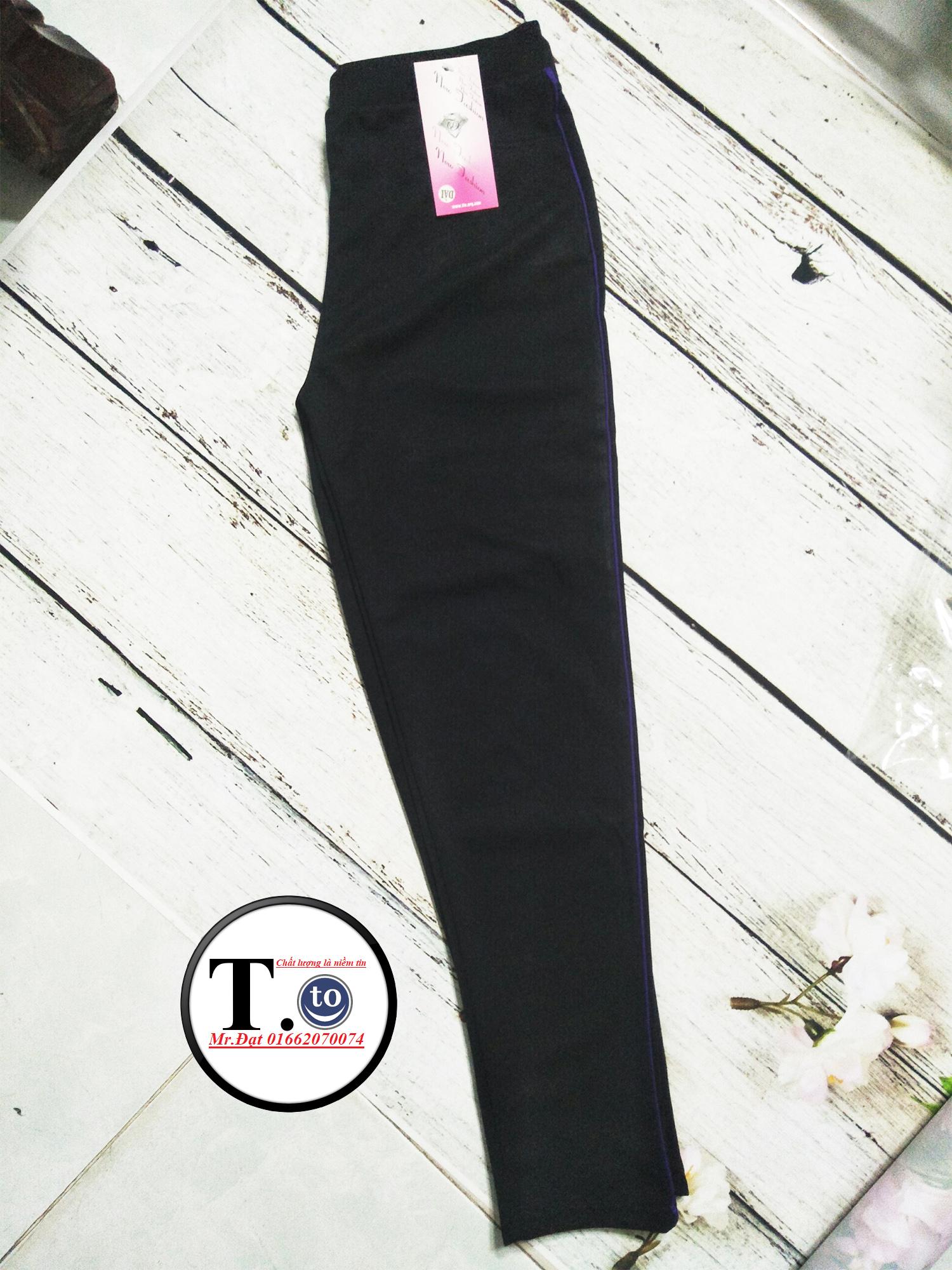 [HCM]Quần thun nữ - legging (Ôm body viền sọc tím)