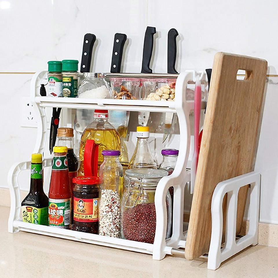 Kệ đồ nhà bếp 2 tầng có khay để thớt