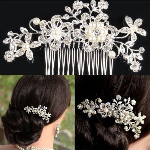 Trâm cài tóc cô dâu đính đá ngọc trai xinh đẹp