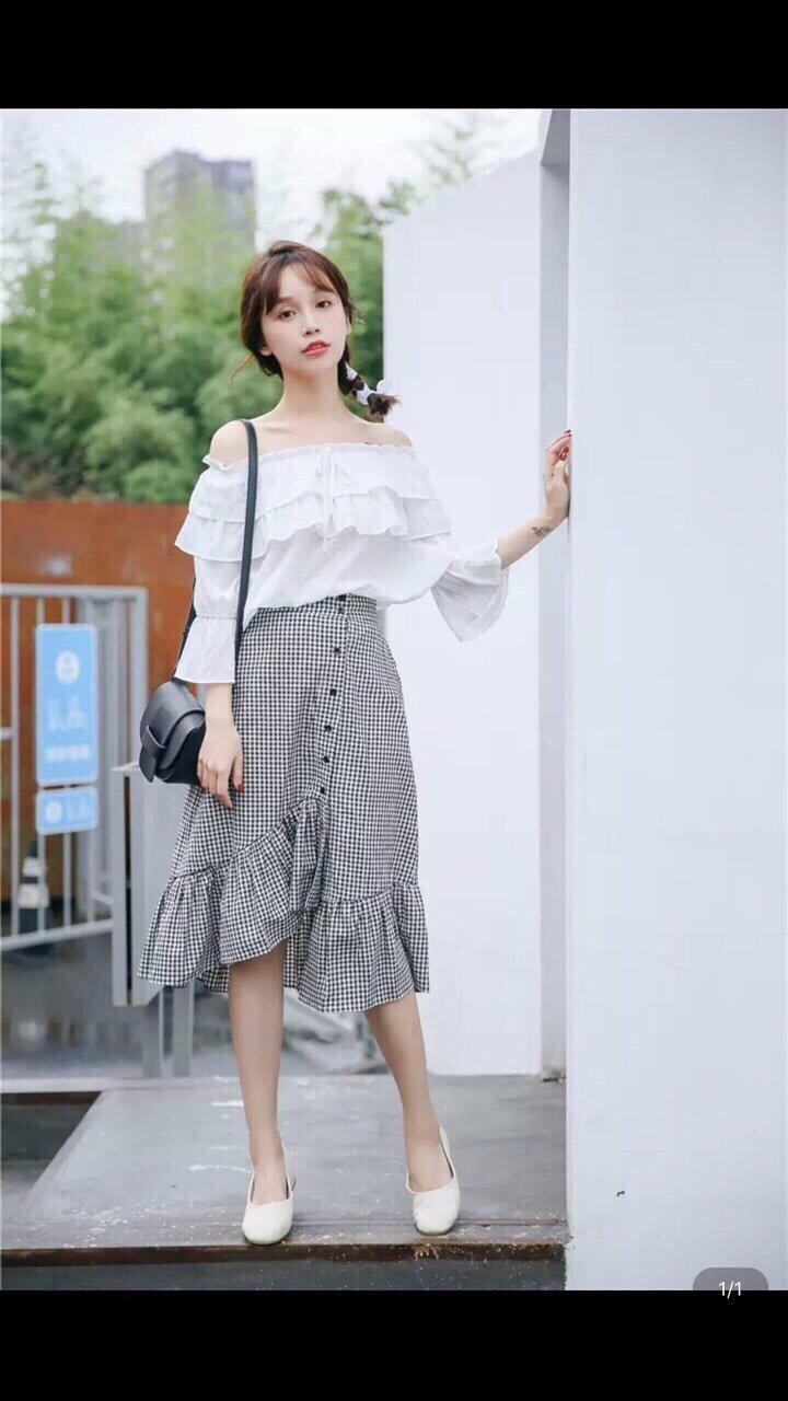 [HCM]CHÂN VÁY SỌC KATE BÈO CHÉO