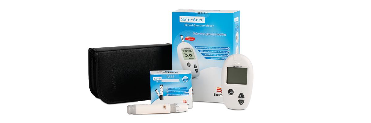 Máy đo đường huyết Safe Accu - Sinocare Đức (Tặng kèm 50 que thử và 50 kim)