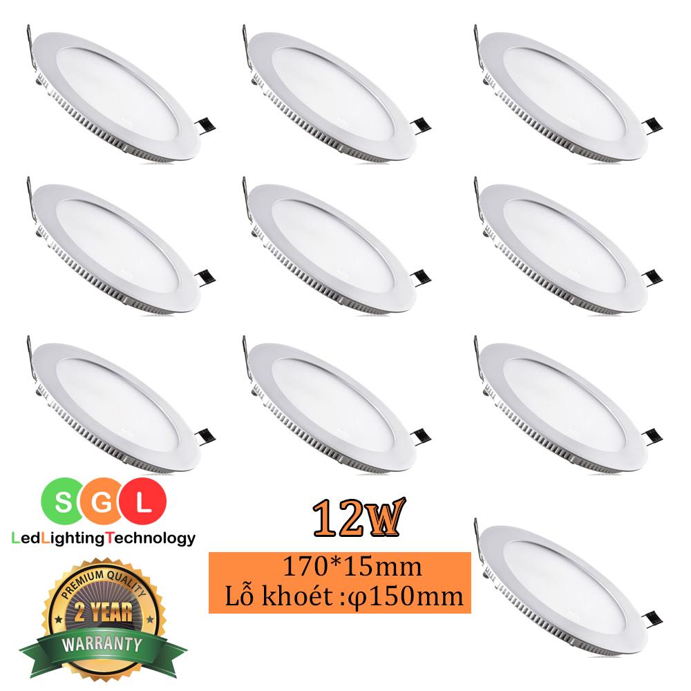 Bộ 10 đèn Led cao cấp âm trần siêu mỏng 12 w tròn trắng