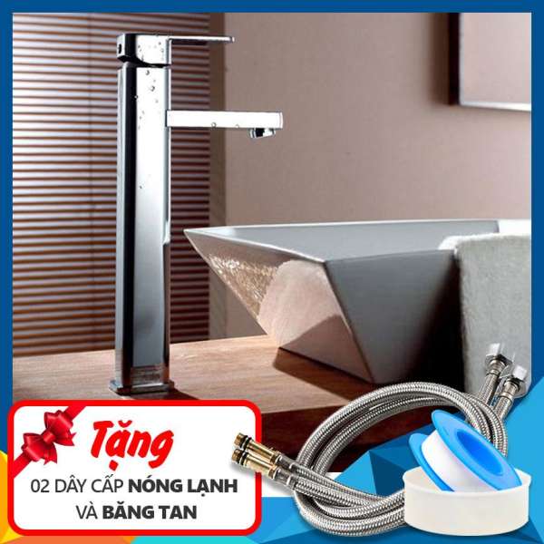 Bộ vòi chậu rửa mặt nóng lạnh 5010 ( dành cho chậu dương bàn) - Tặng 02 dây cấp nóng lạnh và băng tan