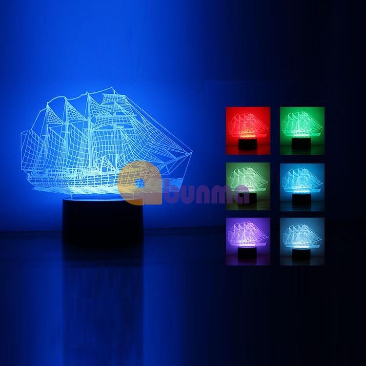 Đèn ngủ 3D, đèn ngủ tàu biển 7 màu , đèn 7 màu cao cấp