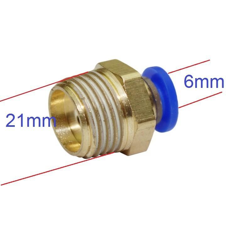Đầu ren ngoài 21mm nối ống phun sương 6mm trong hệ thống phun sương