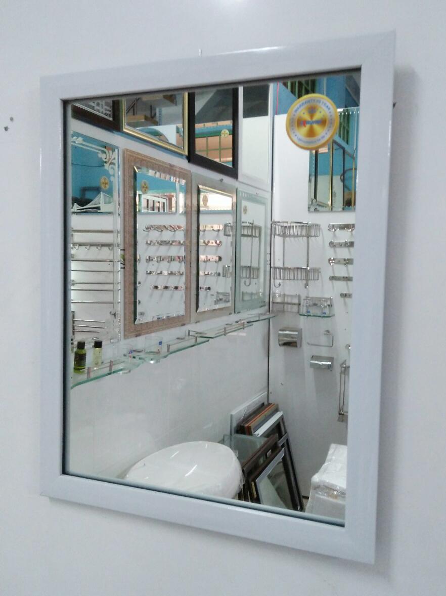 Gương soi KIBATH khung màu trắng trơn KT 40x50 cm