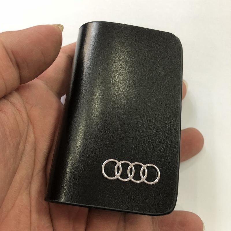 Bao da chìa khóa ô tô logo xe Audi (Màu Đen)