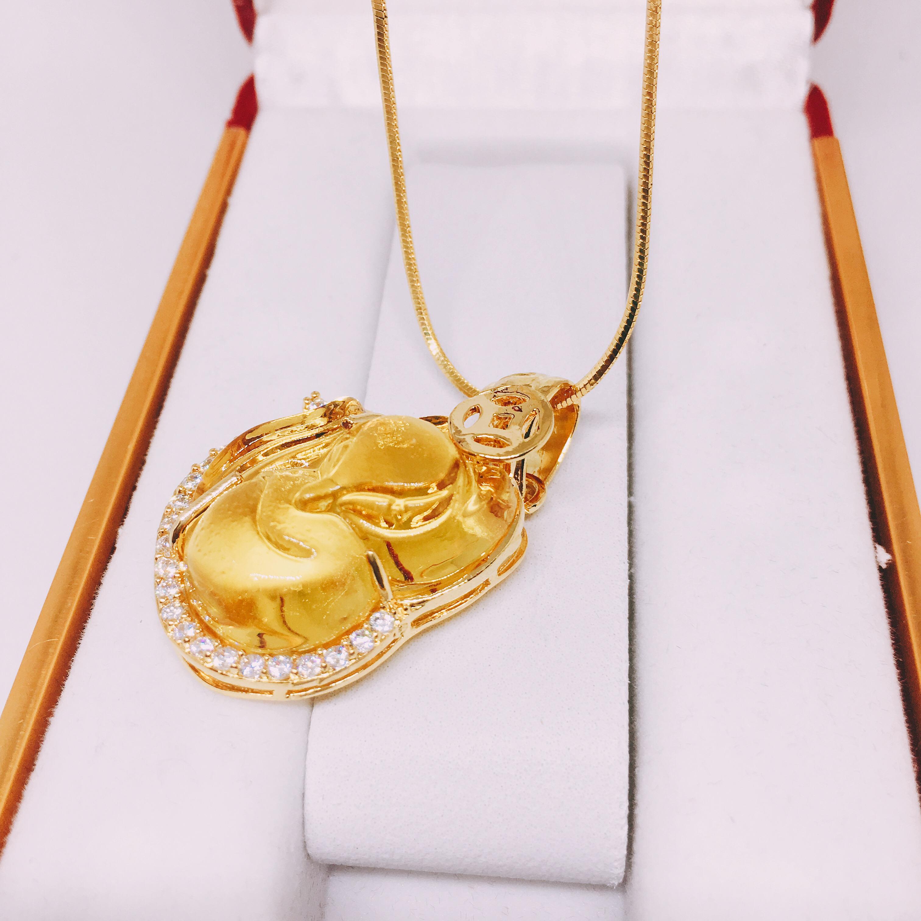 Dây chuyền nữ bạc Thái mạ vàng cao cấp + mặt phong thủy ( Hồ ly vàng)