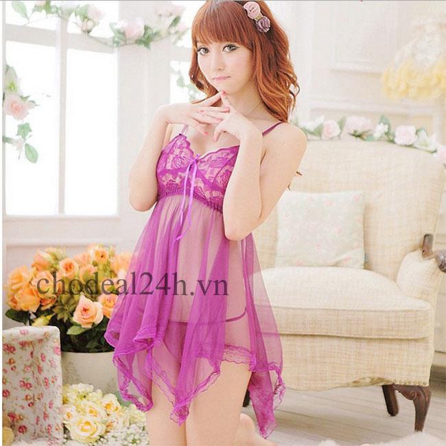 [HCM]Áo đầm ngủ Von Lưới (Đen)
