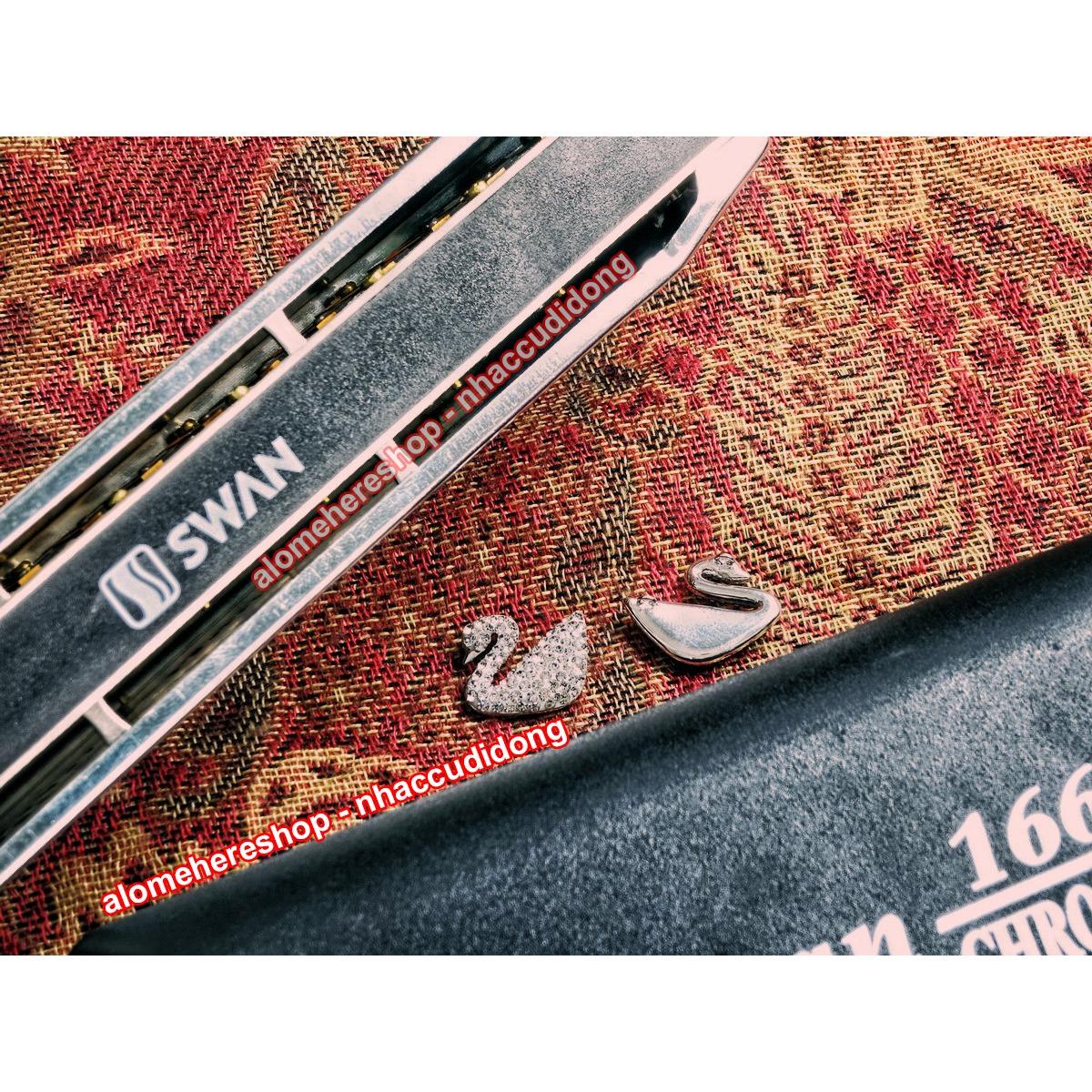 Kèn harmonica chromatic Swan SW1664 16 lỗ (Bạc)