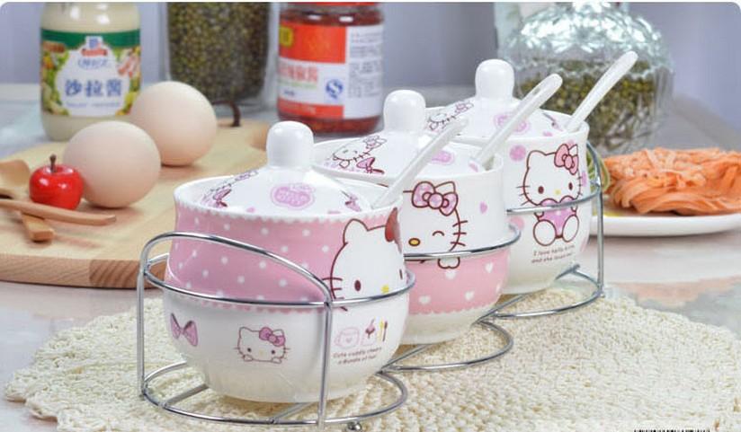 HelloKitty Bếp Bách Hóa Gốm Muối Gia Vị Lọ Gia Vị