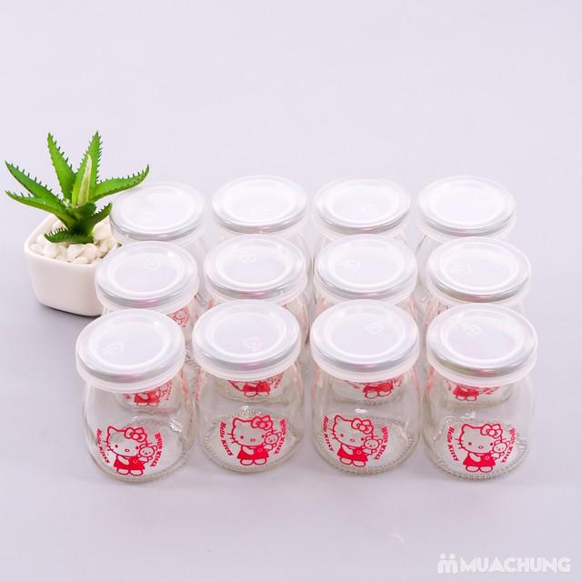 Bộ 12 cốc thủy tinh có nắp làm sữa chua(trắng)