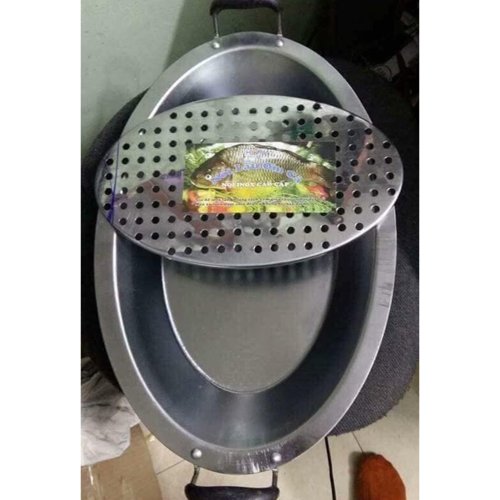 Khay inox bầu dục ăn lẩu, cá chép om dưa