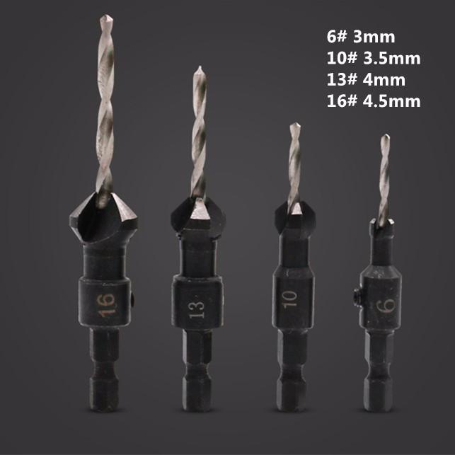 Bộ 4 mũi khoan gỗ âm mũ vít mũi 6-16 đầu thuôn