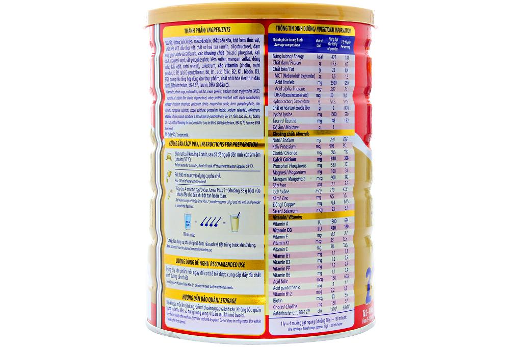 Sữa bột Vinamilk Dielac Grow Plus 2+ Lon Đỏ 900g (dành cho bé từ 2 - 10 tuổi)