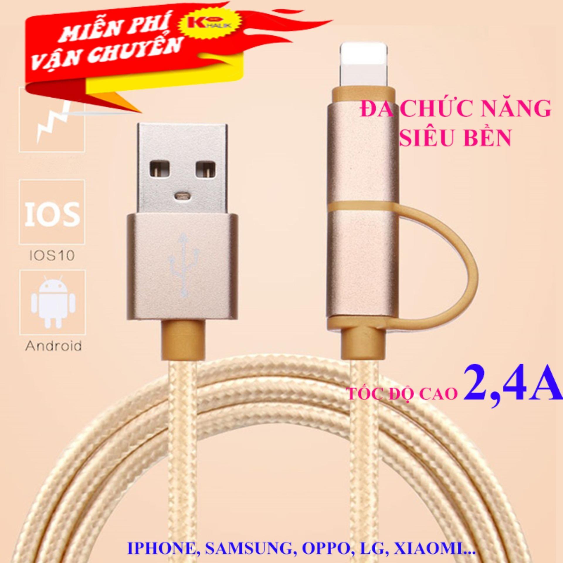 Cáp sạc 2 Đầu dây Dù 1M Chất lượng Cao-Siêu bền