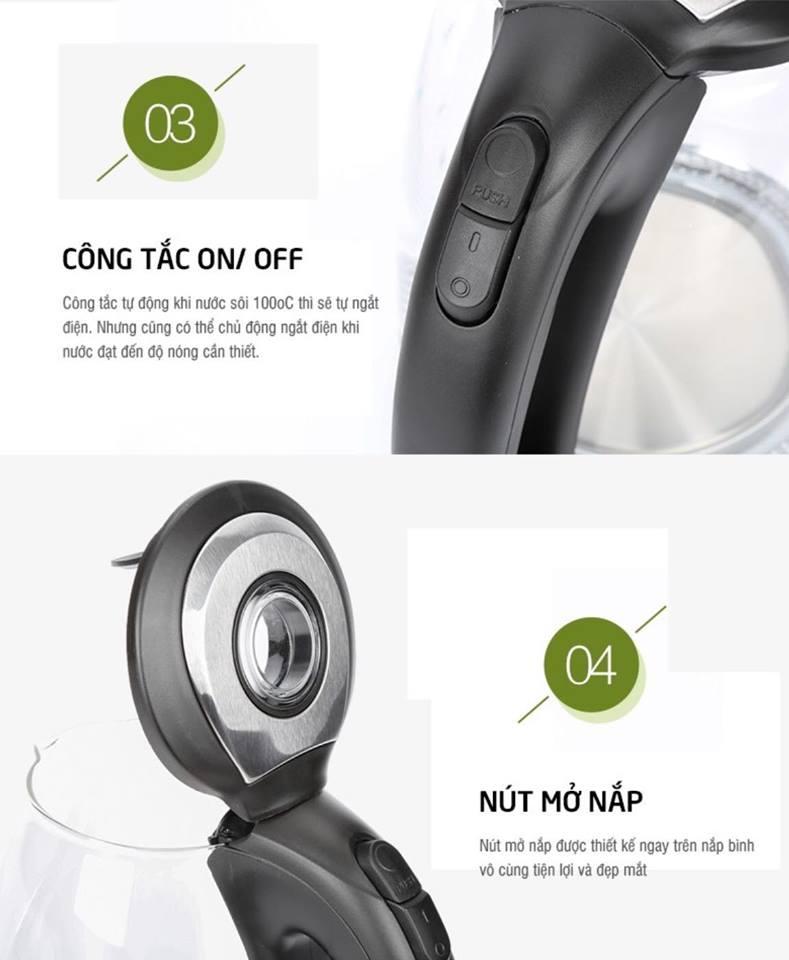 ẤM ĐIỆN SIÊU TỐC THUỶ TINH LOCK&LOCK EJK317BLK 1.7L