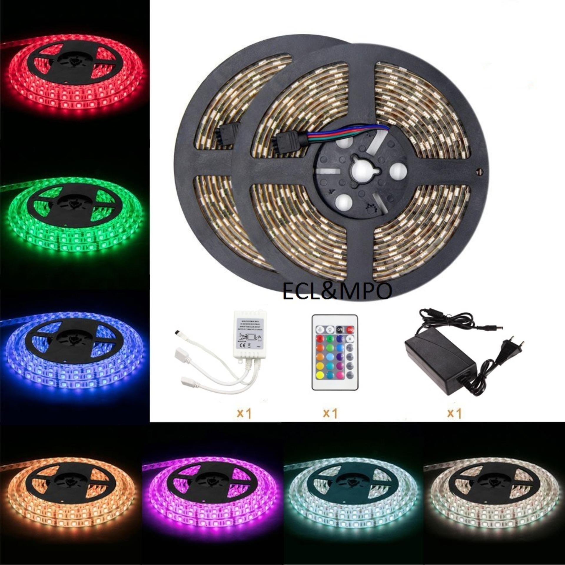 Bộ cuộn đèn led dây dán 5050-10m phủ keo silicon đổi 7 màu v-l-d-rgb