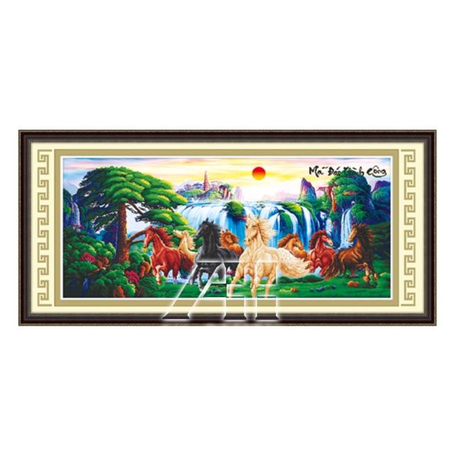 Tranh thêu 8 con ngựa mã đáo thành công 3d ailuo al53388