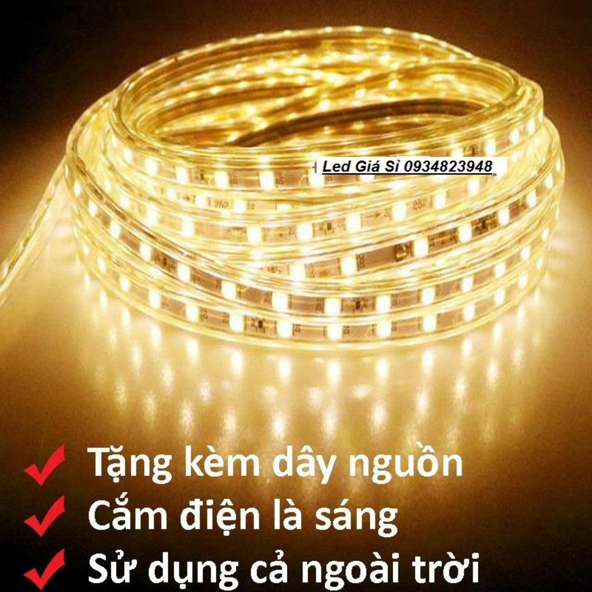 Cuộn đèn led dây 5050/220V dài 100m 1 màu (ánh sáng vàng) và 1 đầu nối dây nguồn