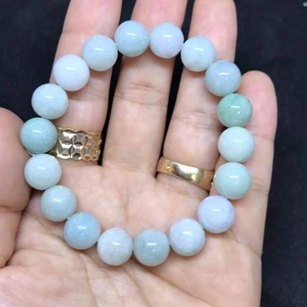 Vòng tay ngọc cẩm thạch jade a trắng xanh 10ly