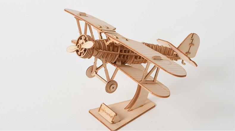 Đồ chơi lắp ráp gỗ 3D Mô hình Máy bay Biplane
