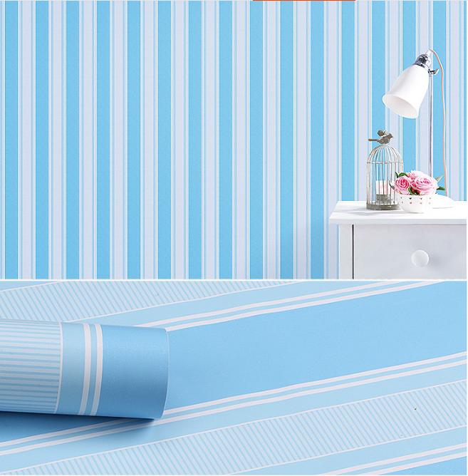 5m giấy dán tường sọc xanh dương - khổ rộng 0.45m