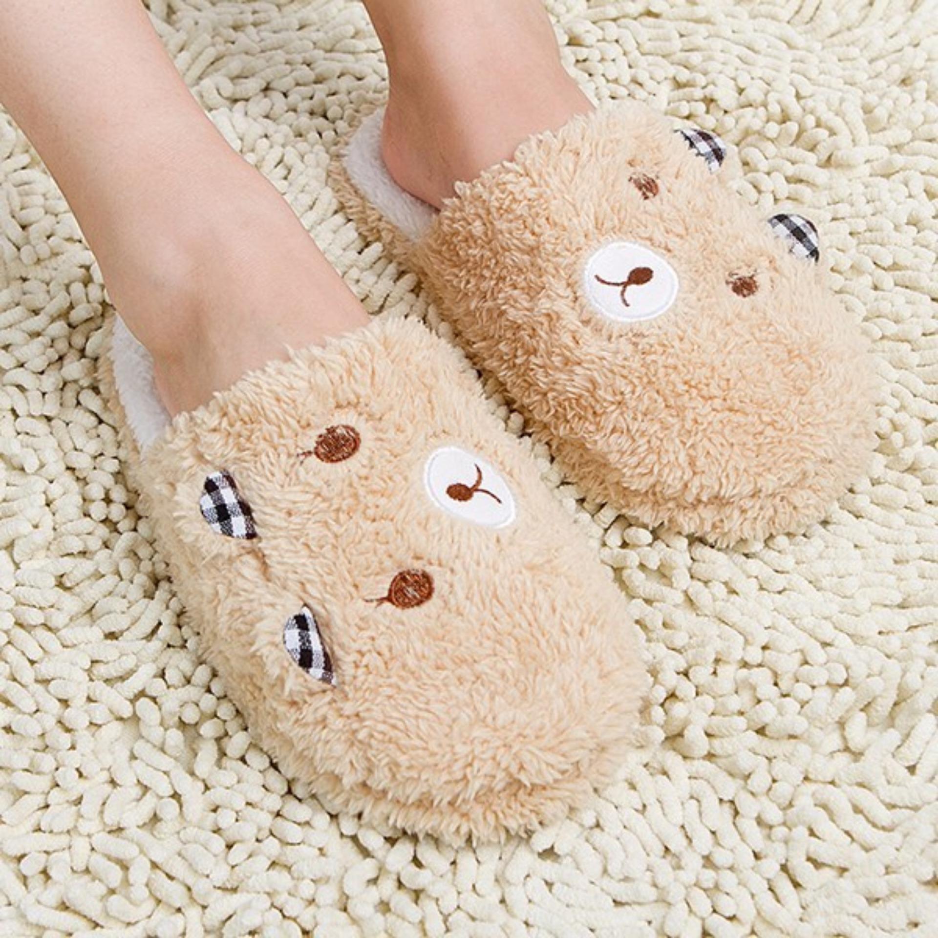 COMBO 2 Dép Bông Đi Trong Nhà Hình Gấu