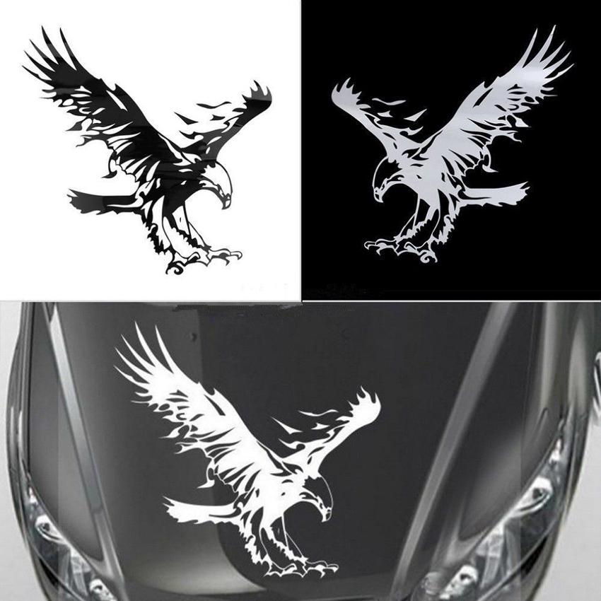 Decal hình Đại Bàng dán xe (Trắng)