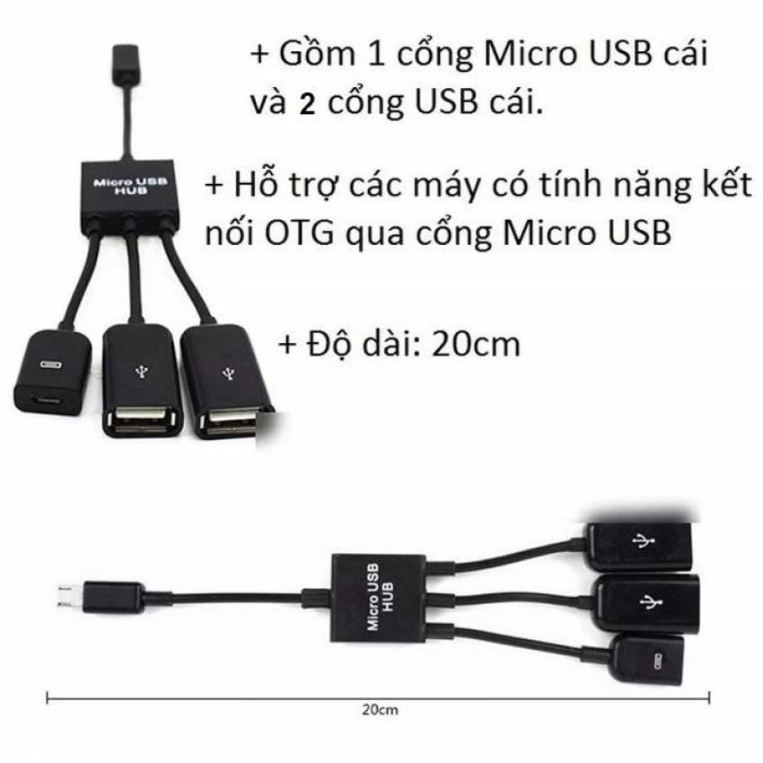 3 in 1 Multi-functional Micro USB Host OTG Charge HUB Adapter Cable for OTG Enabled Smart Phones Tablets - intl