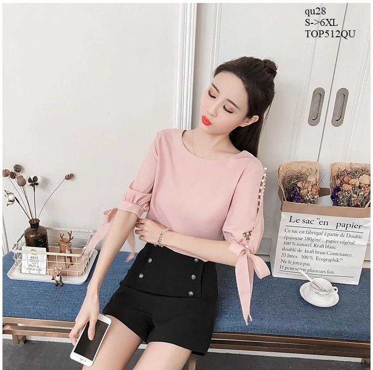 TOP512QU ÁO KIỂU NỮ TAY ĐÍNH HẠT