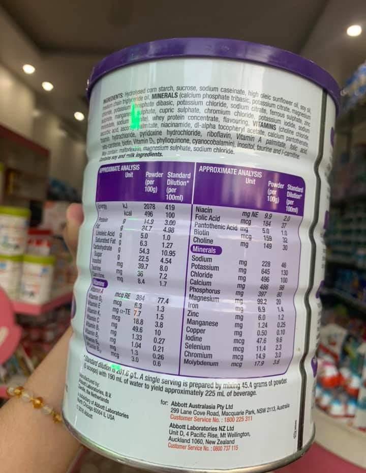 Sữa tăng cân pediasure Úc nắp tím date 9/2019