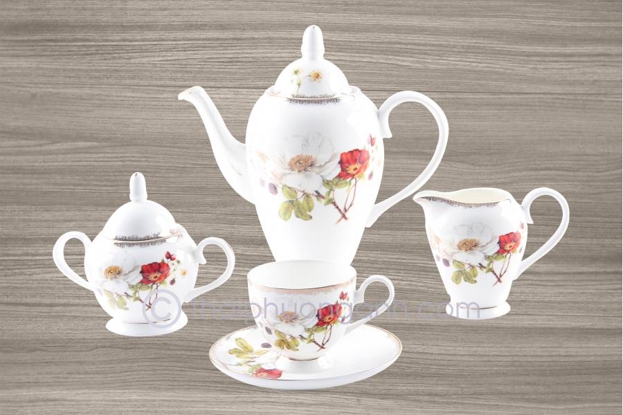 Bộ ấm trà/ cafe 15 món Sứ Xương Royal Houseware 15788L