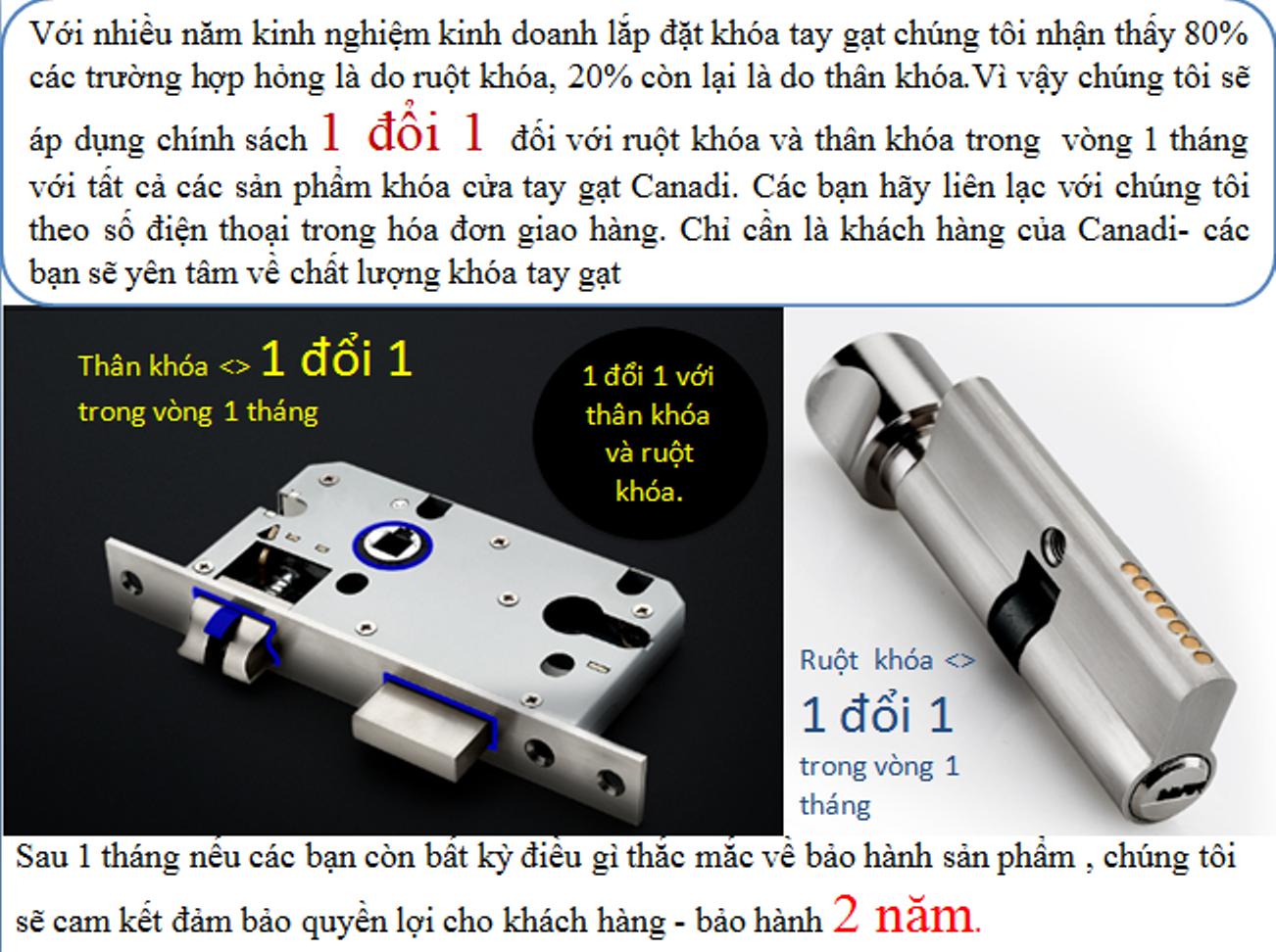 Khóa cửa tay gạt Inox Canadi MS3