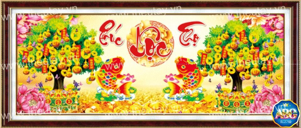 Tranh Đính Đá ABC 3D Phúc Lộc Thọ DF267 (KHÁCH TỰ ĐÍNH) KT:120X50CM